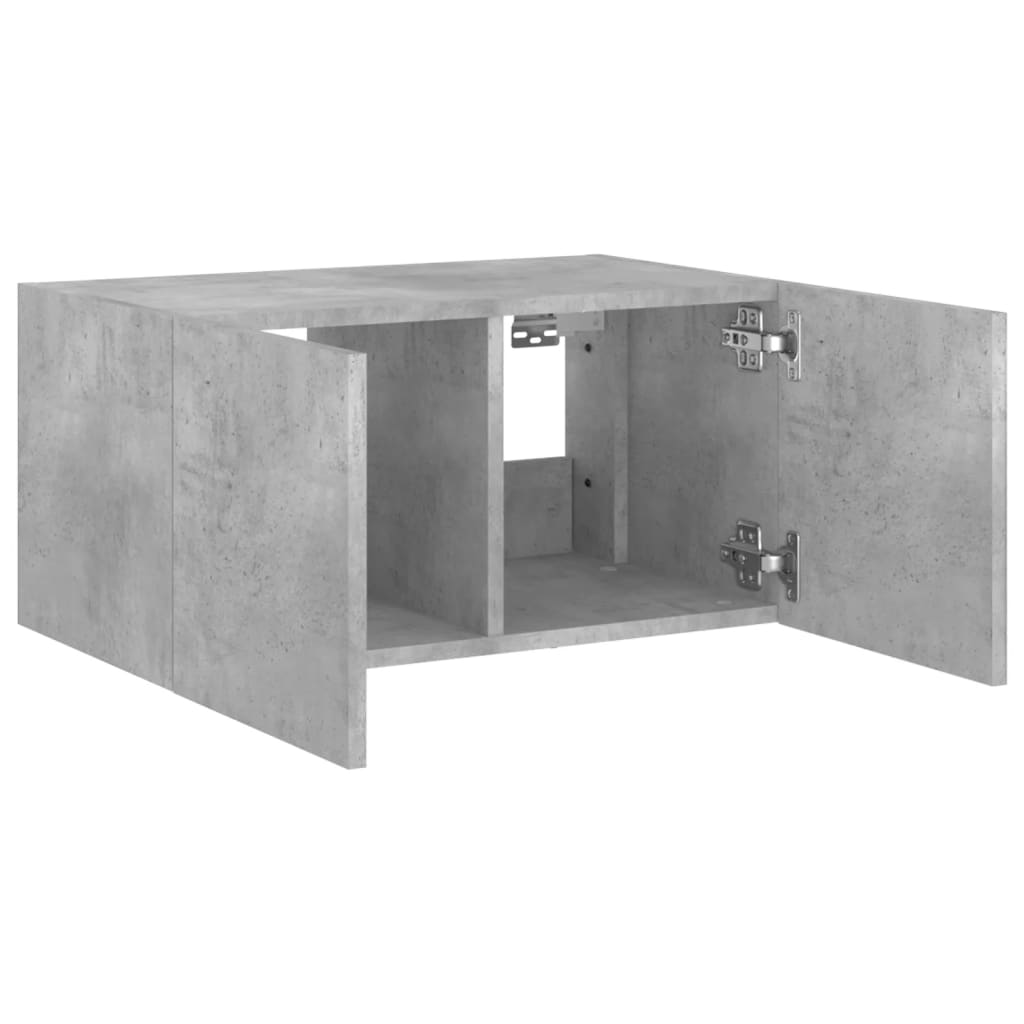 Wall-mounted TV Cabinet with LED Lights, Concrete Grey, 60x35x31 cm
