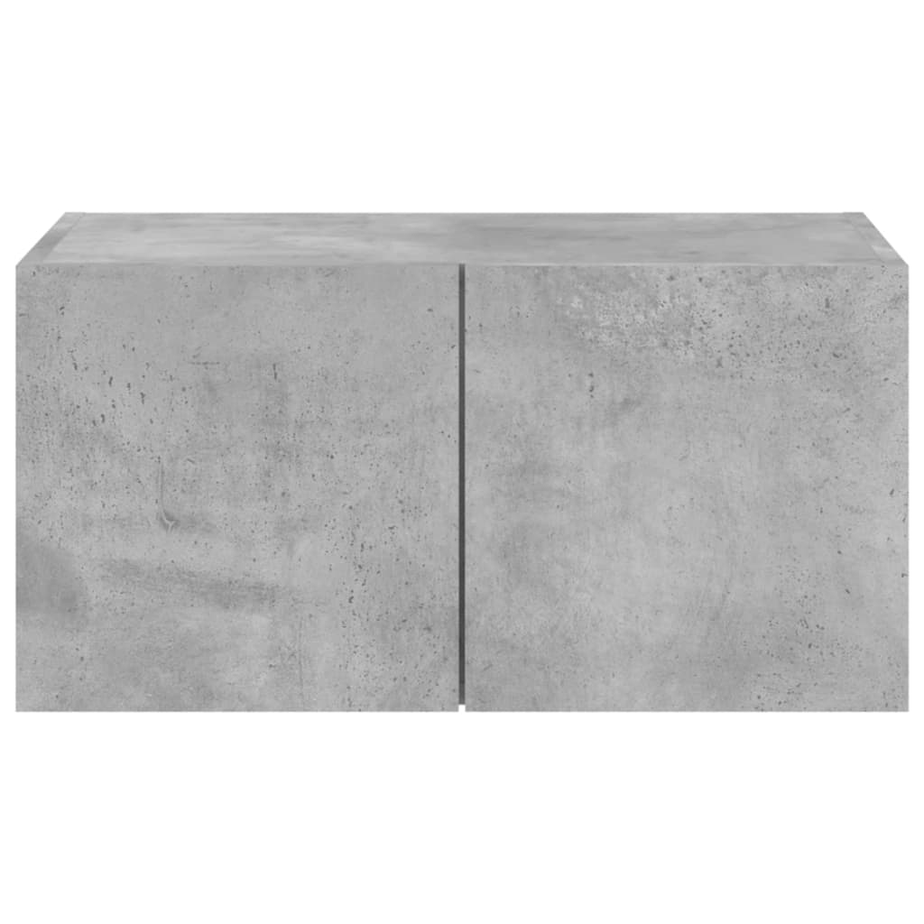 Wall-mounted TV Cabinet with LED Lights, Concrete Grey, 60x35x31 cm