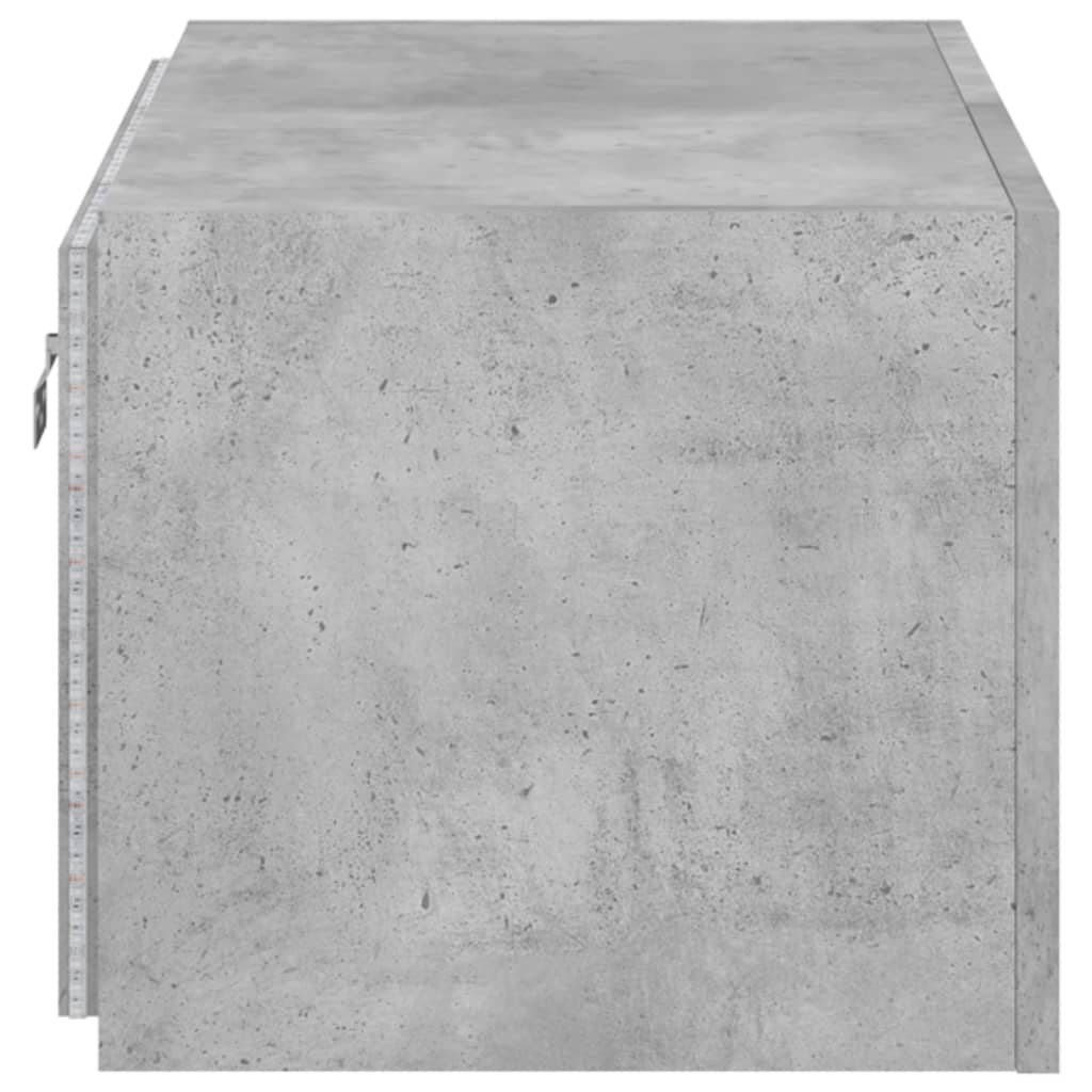 Wall-mounted TV Cabinet with LED Lights, Concrete Grey, 60x35x31 cm