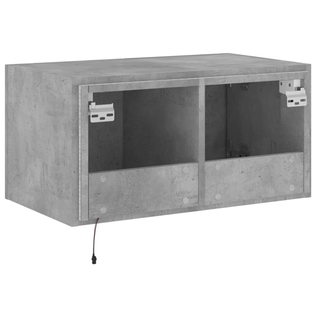 Wall-mounted TV Cabinet with LED Lights, Concrete Grey, 60x35x31 cm