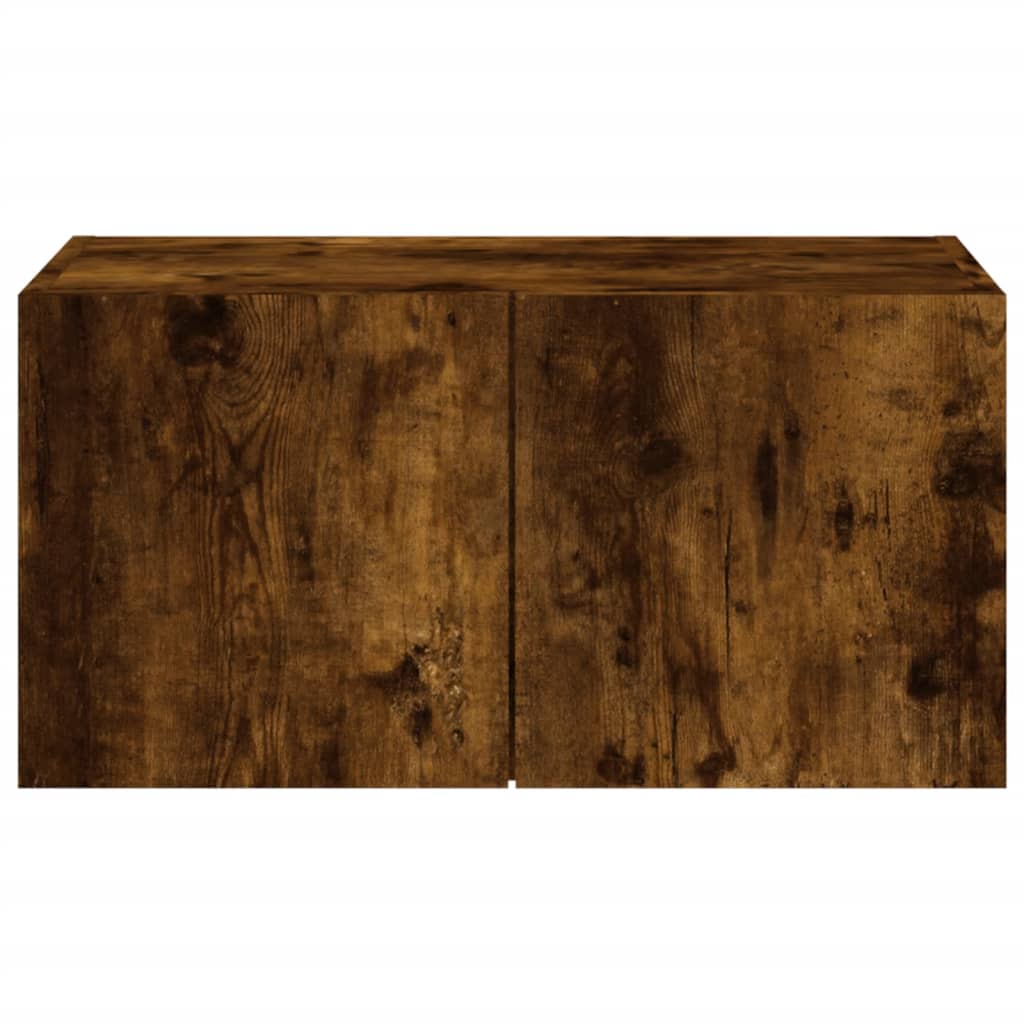Sieninė TV spintelė su LED lemputėmis, dūminė, 60x35x31cm