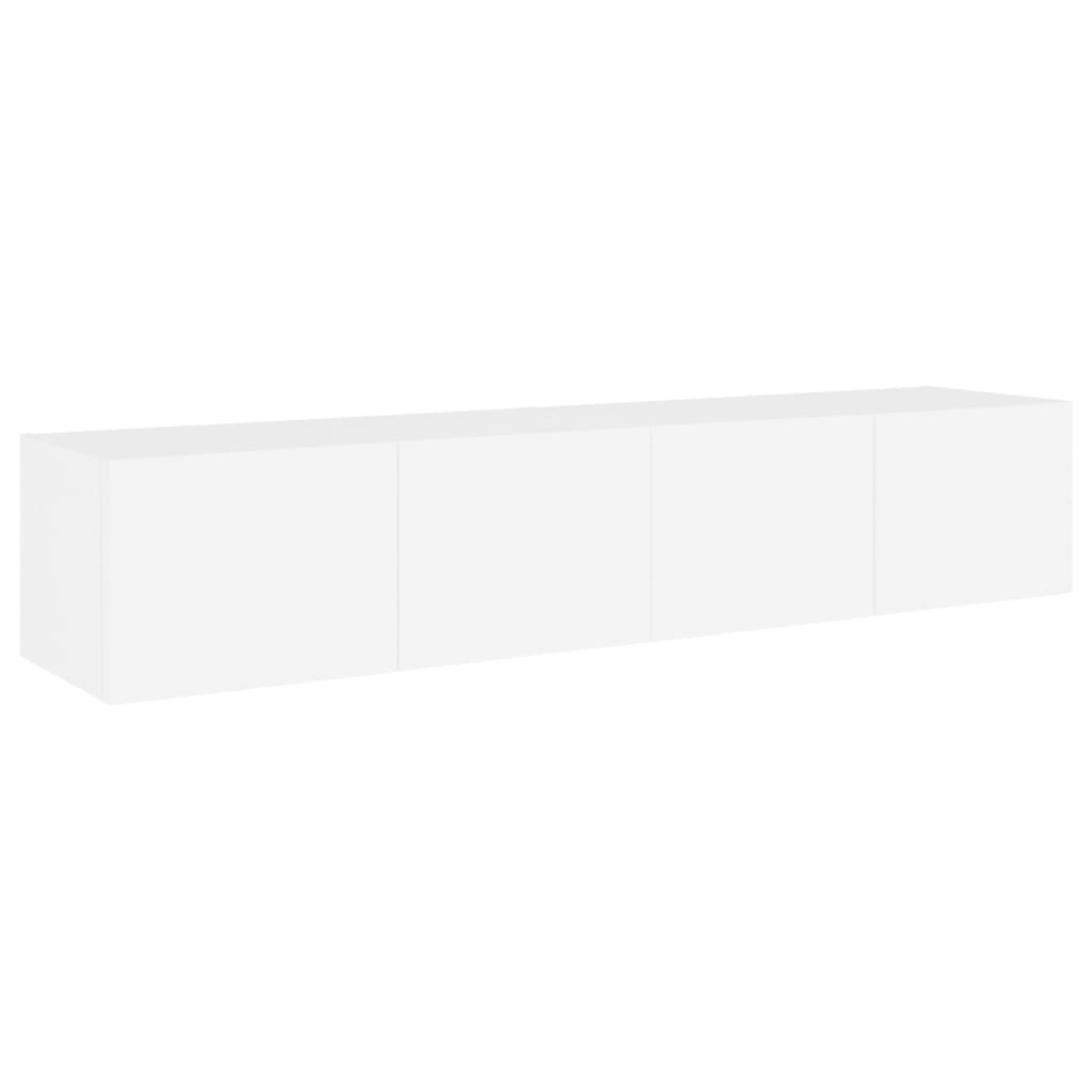 Pie sienas stiprināmi TV skapīši ar LED apgaismojumu, 2 gab., balti, 80x35x31 cm
