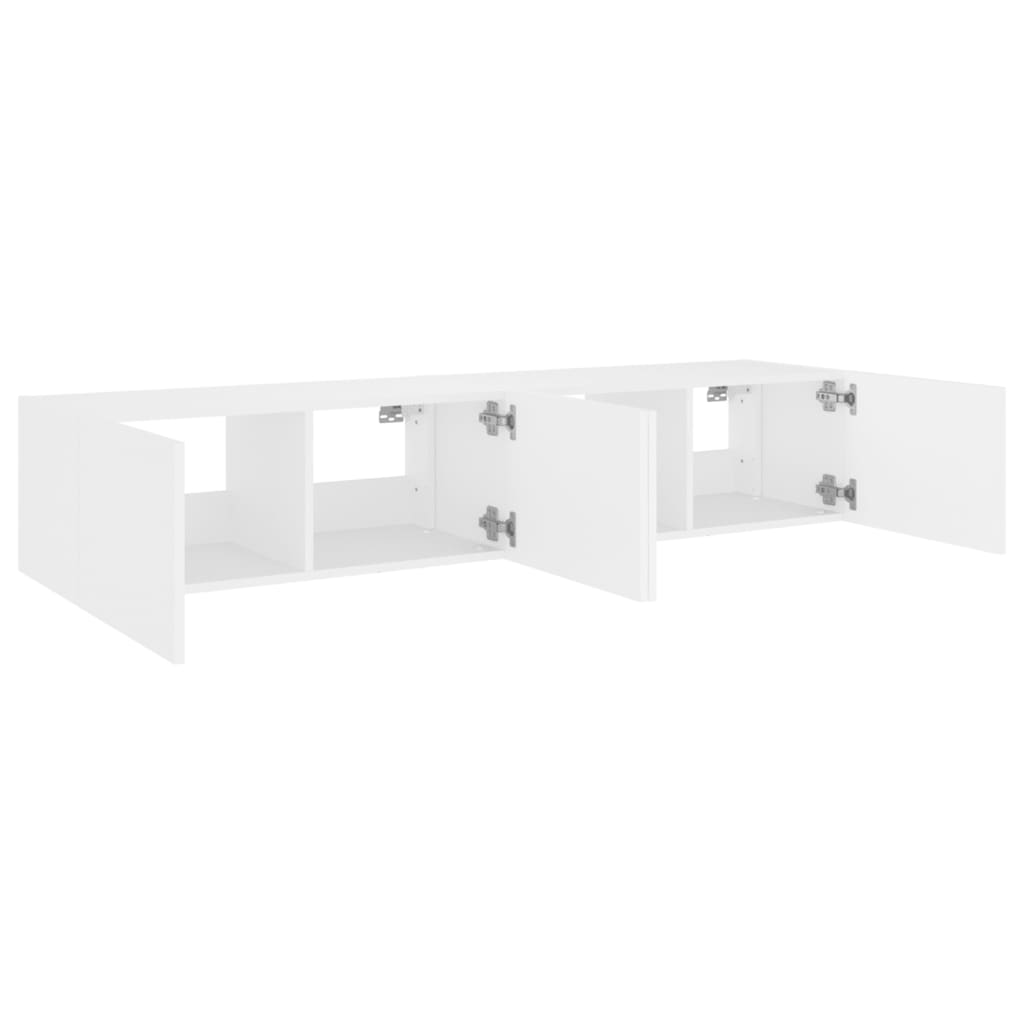 Pie sienas stiprināmi TV skapīši ar LED apgaismojumu, 2 gab., balti, 80x35x31 cm