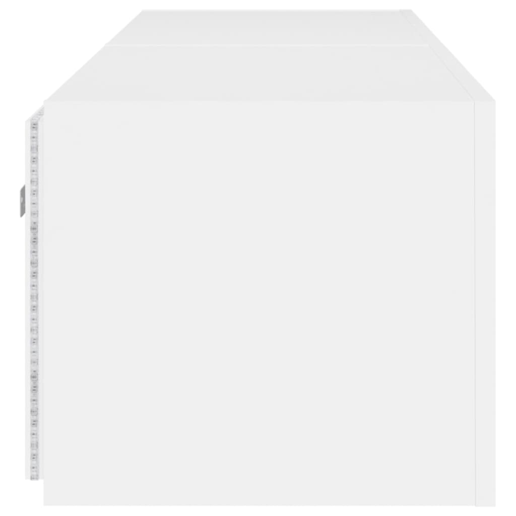 Pie sienas stiprināmi TV skapīši ar LED apgaismojumu, 2 gab., balti, 80x35x31 cm