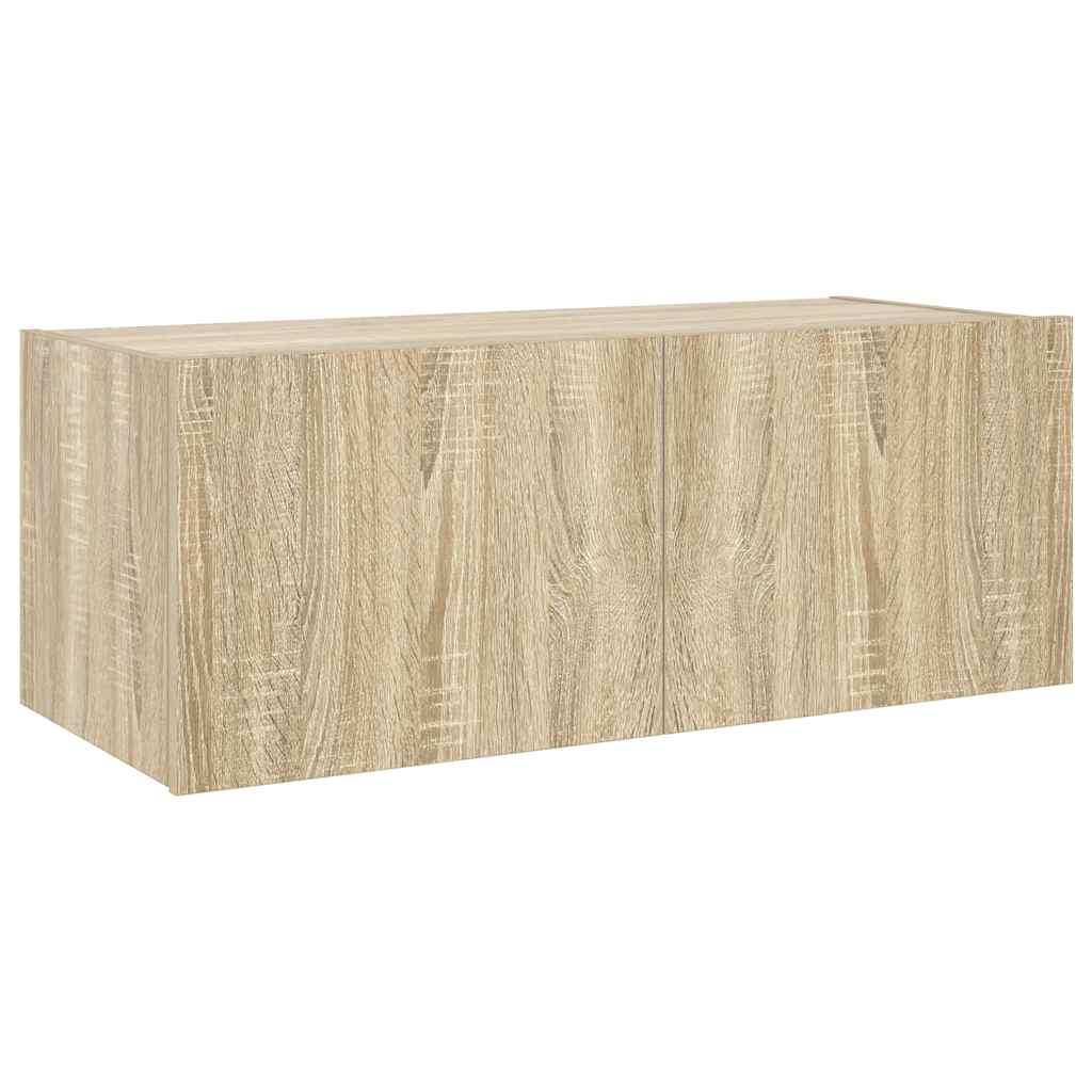 Sienas TV skapītis ar LED apgaismojumu, ozolkoka, 80x35x31 cm