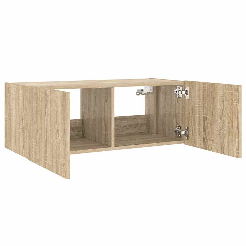 Sienas TV skapītis ar LED apgaismojumu, ozolkoka, 80x35x31 cm