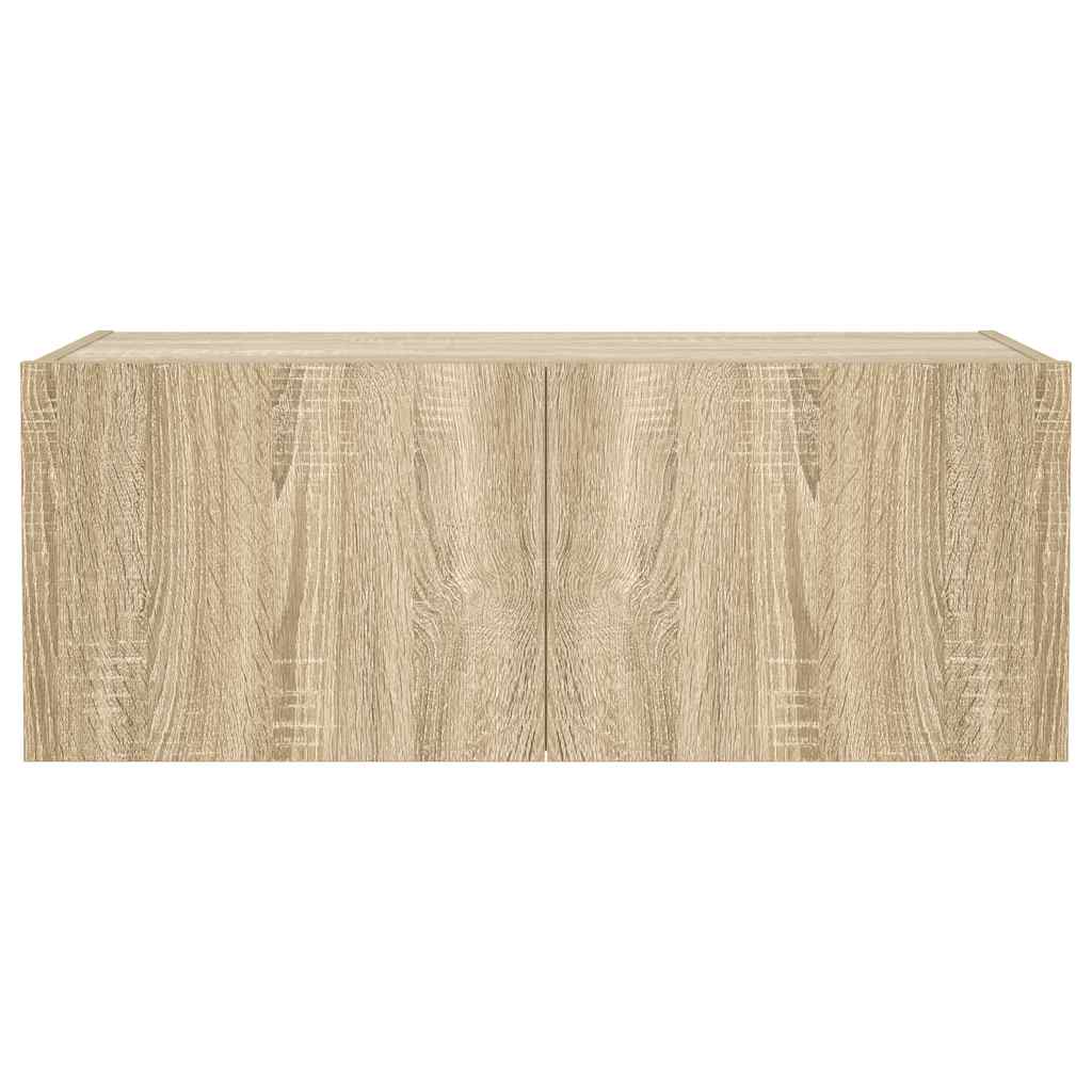 Sienas TV skapītis ar LED apgaismojumu, ozolkoka, 80x35x31 cm