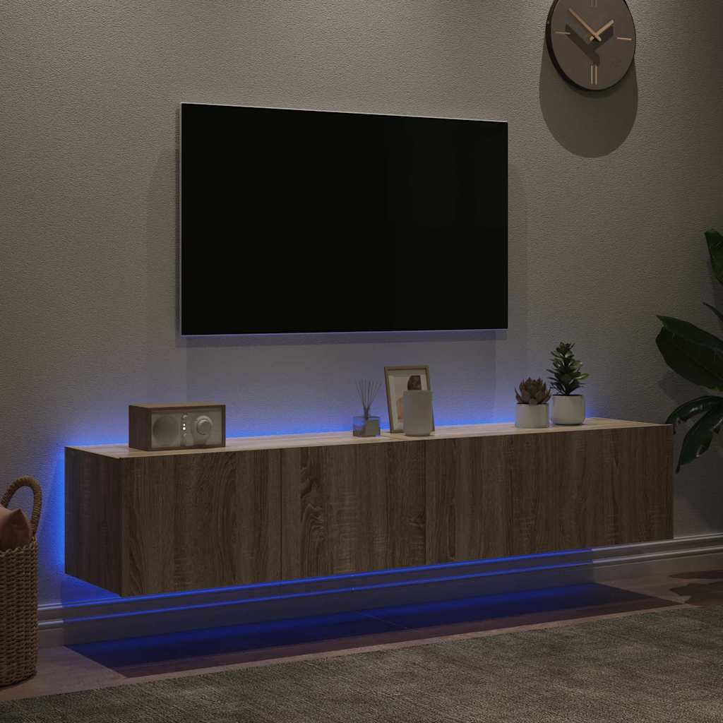 Sieninės TV spintelės su LED, 2vnt., sonoma ąžuolo, 80x35x31cm