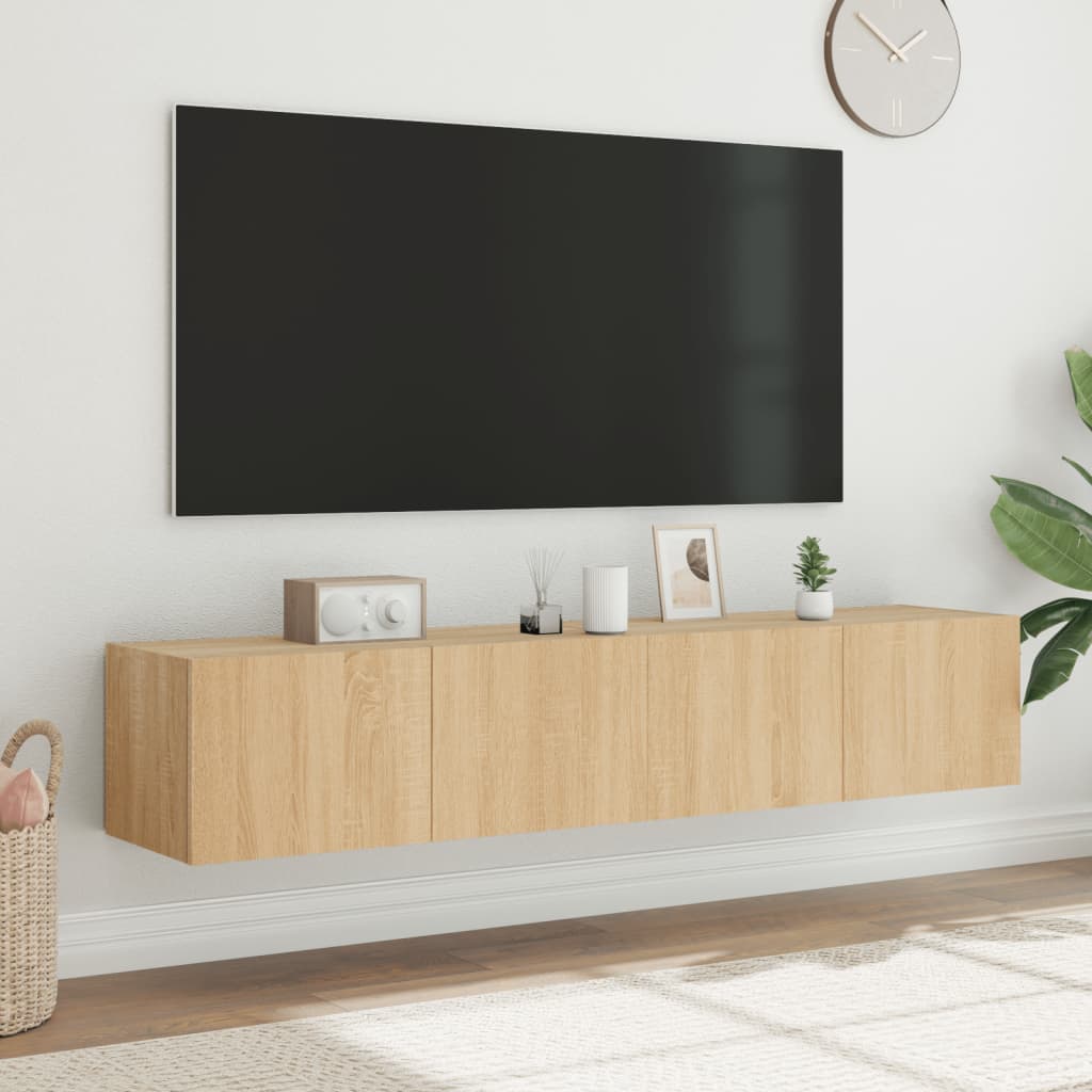 Sieninės TV spintelės su LED, 2vnt., sonoma ąžuolo, 80x35x31cm