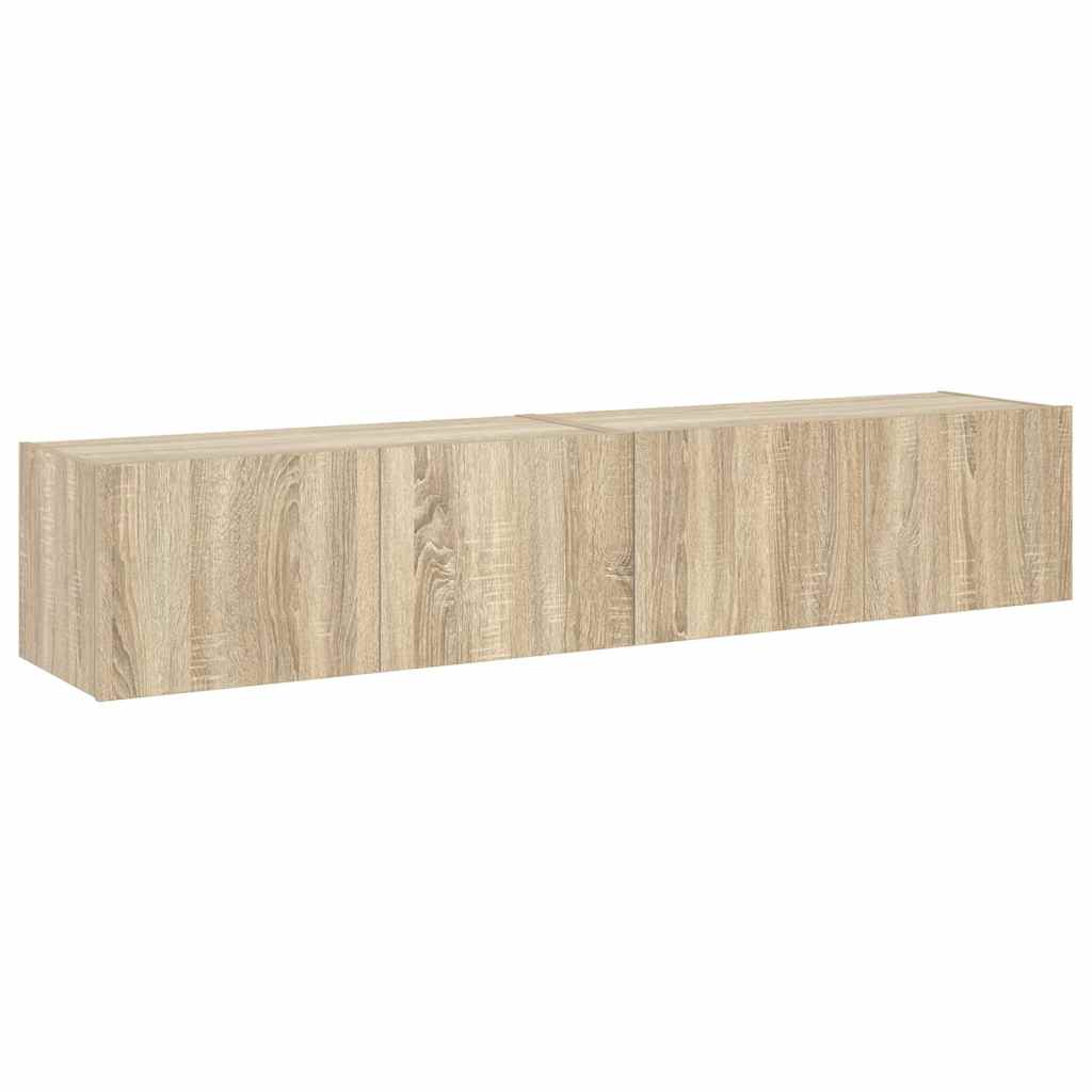 Sieninės TV spintelės su LED, 2vnt., sonoma ąžuolo, 80x35x31cm