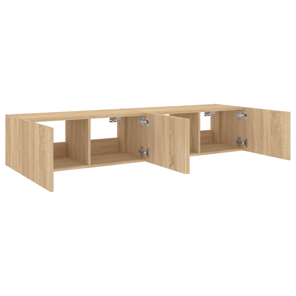 Sieninės TV spintelės su LED, 2vnt., sonoma ąžuolo, 80x35x31cm