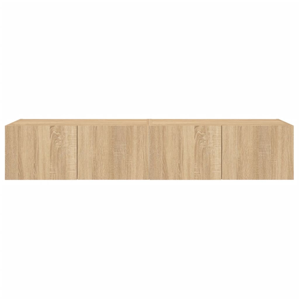 Sieninės TV spintelės su LED, 2vnt., sonoma ąžuolo, 80x35x31cm
