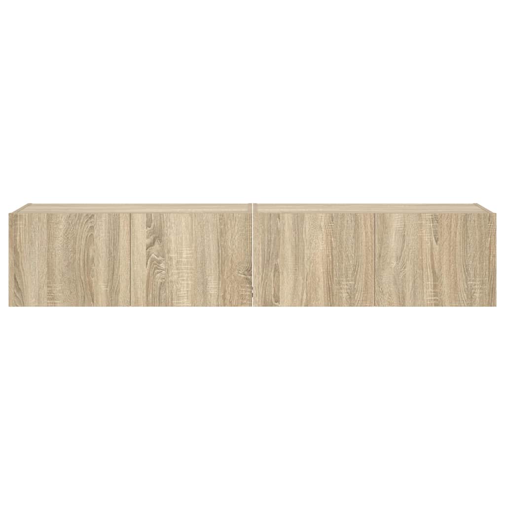 Sieninės TV spintelės su LED, 2vnt., sonoma ąžuolo, 80x35x31cm