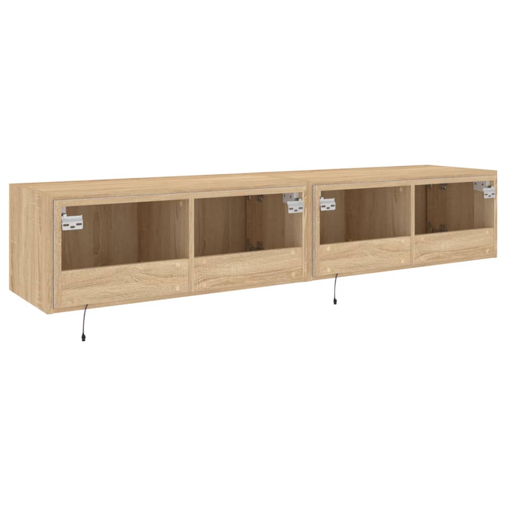 Sieninės TV spintelės su LED, 2vnt., sonoma ąžuolo, 80x35x31cm