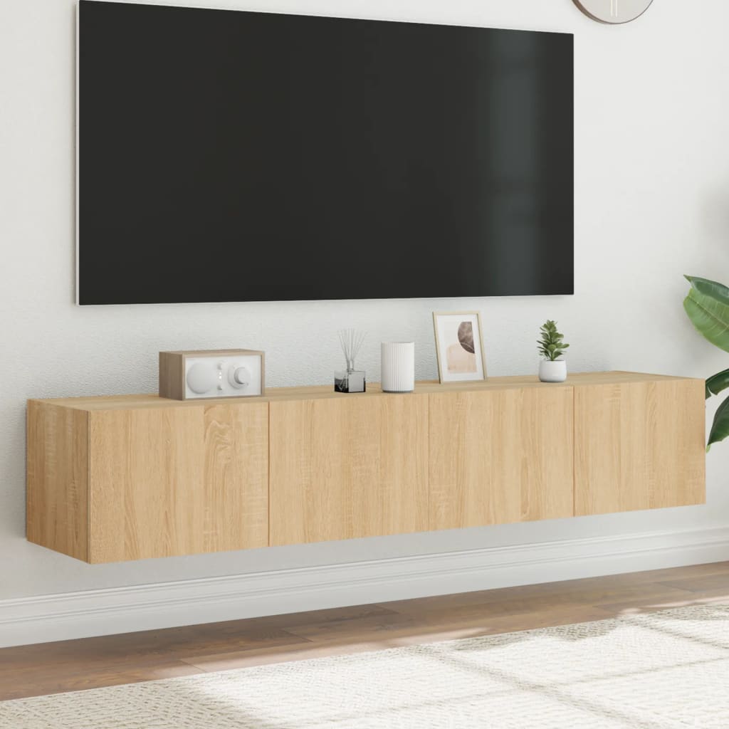 Sieninės TV spintelės su LED, 2vnt., sonoma ąžuolo, 80x35x31cm