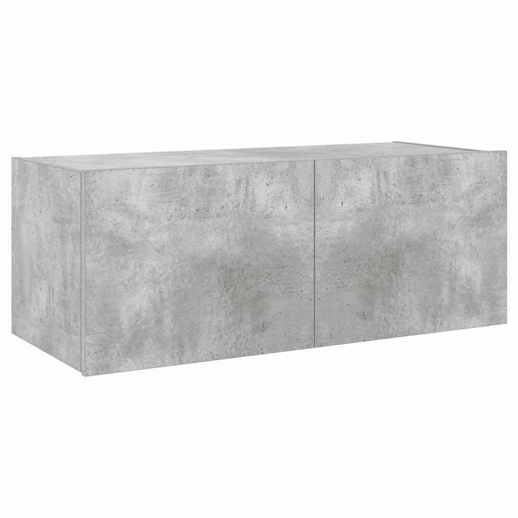 Sienas TV skapītis ar LED apgaismojumu, betona pelēks, 80x35x31 cm