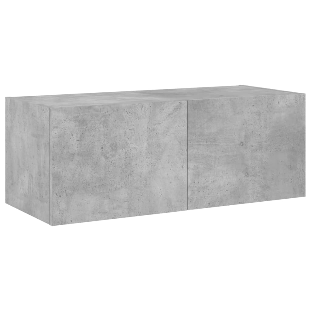 Wall TV cabinet with LED lights, concrete grey, 80x35x31cm