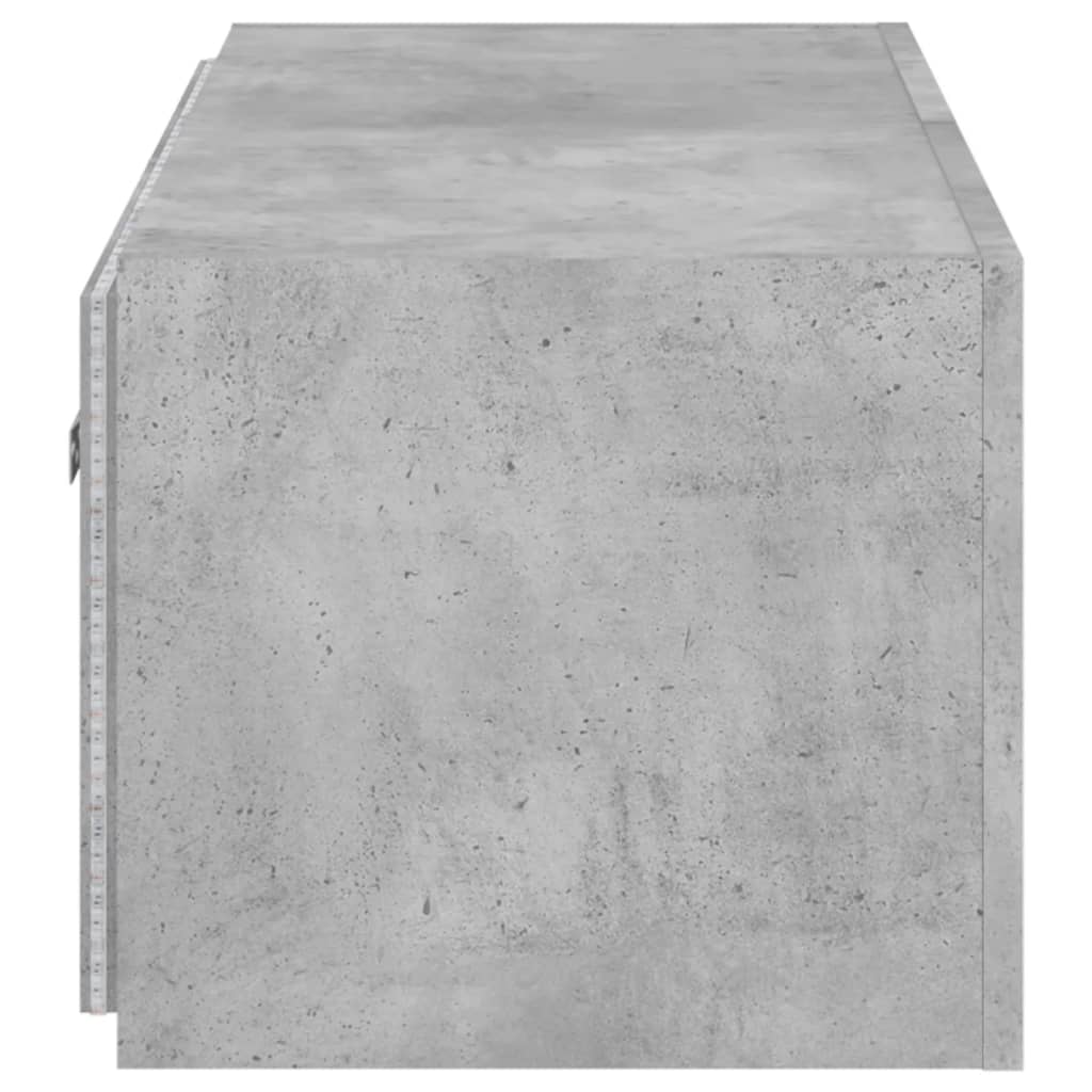 Wall TV cabinet with LED lights, concrete grey, 80x35x31cm