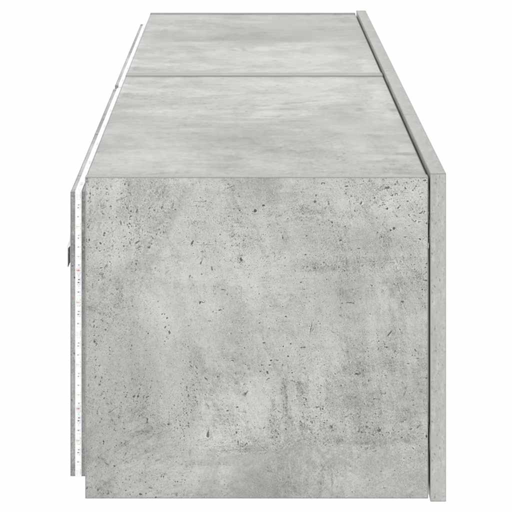 Sieninės TV spintelės su LED, 2vnt., betono pilkos, 80x35x31cm