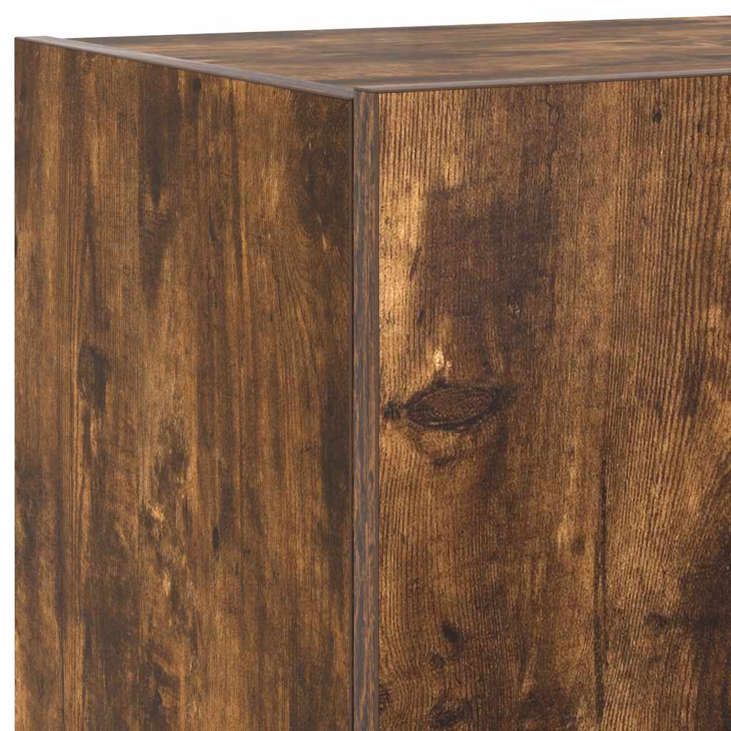 Wall-mounted TV cabinet with LED lights, smoky, 80x35x31cm