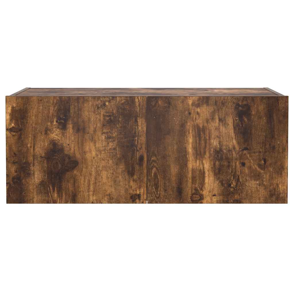 Wall-mounted TV cabinet with LED lights, smoky, 80x35x31cm