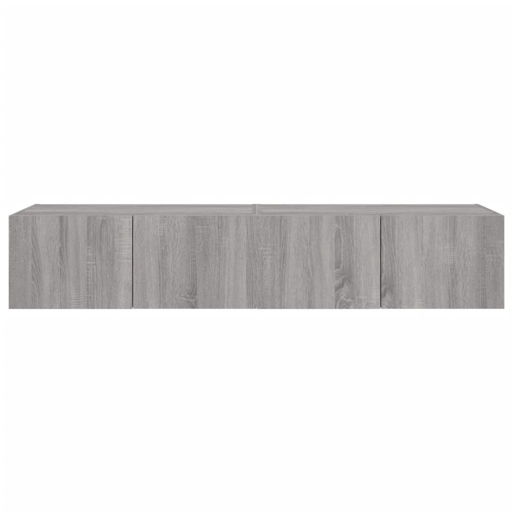 Sieninės TV spintelės su LED, 2vnt., pilkos ąžuolo, 80x35x31cm