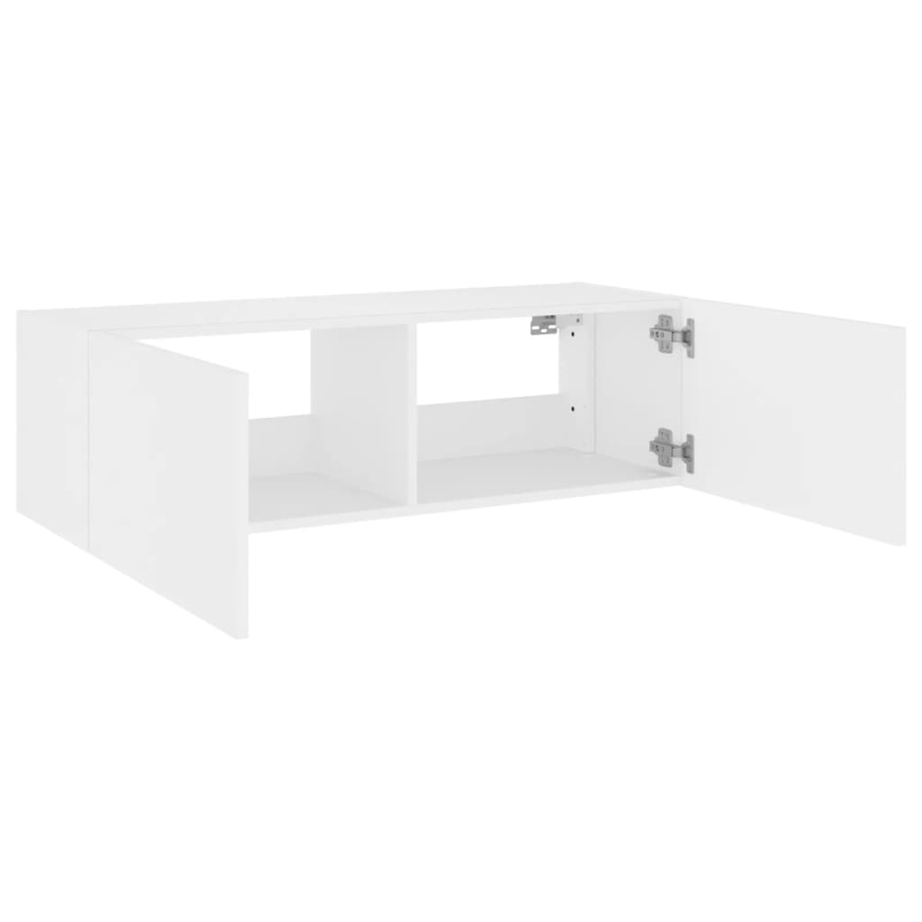 Pie sienas stiprināms TV skapītis ar LED apgaismojumu, balts, 100x35x31 cm