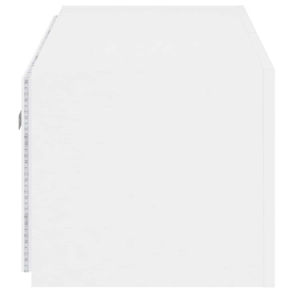 Pie sienas stiprināms TV skapītis ar LED apgaismojumu, balts, 100x35x31 cm