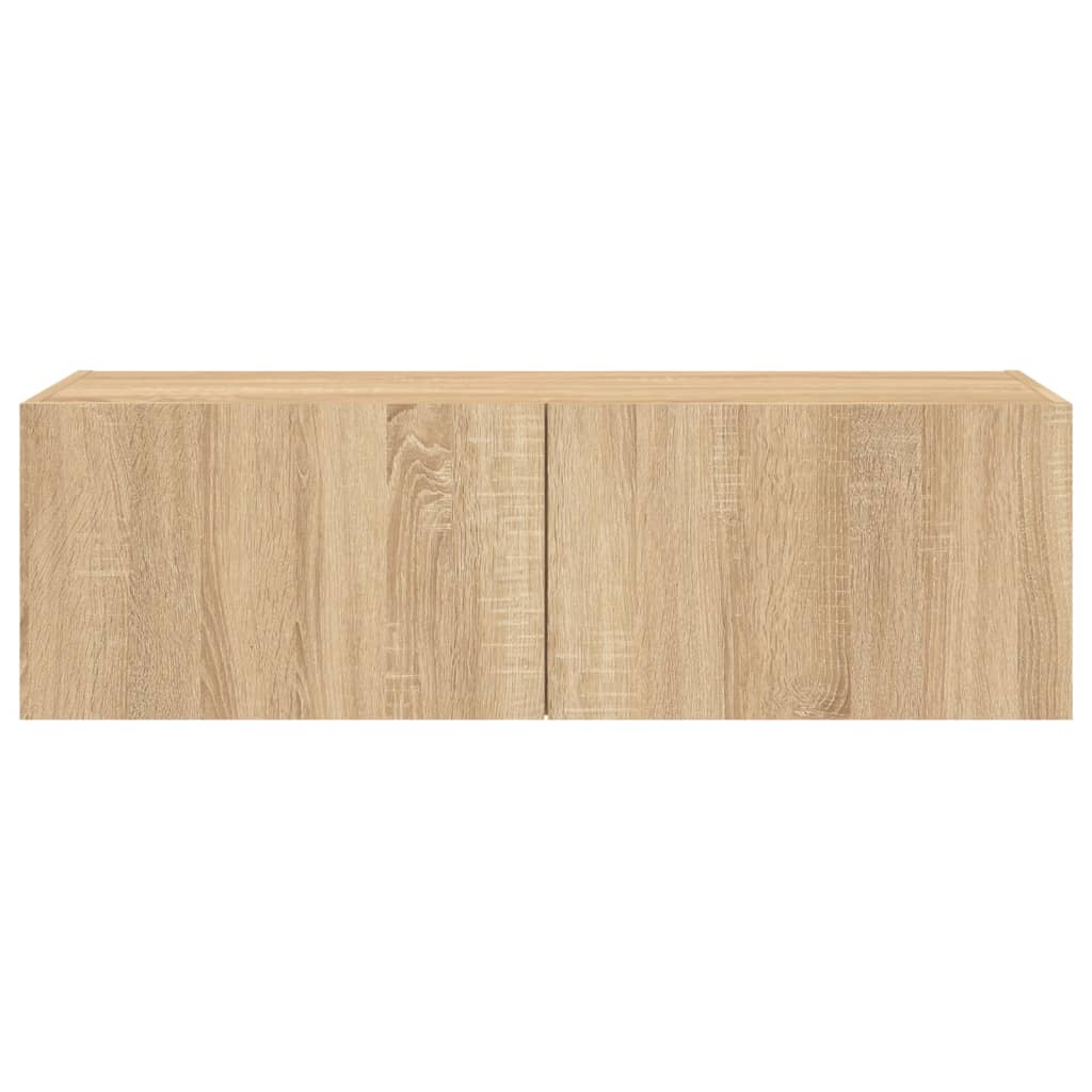 Sieninė TV spintelė su LED lemputėmis, ąžuolo, 100x35x31cm