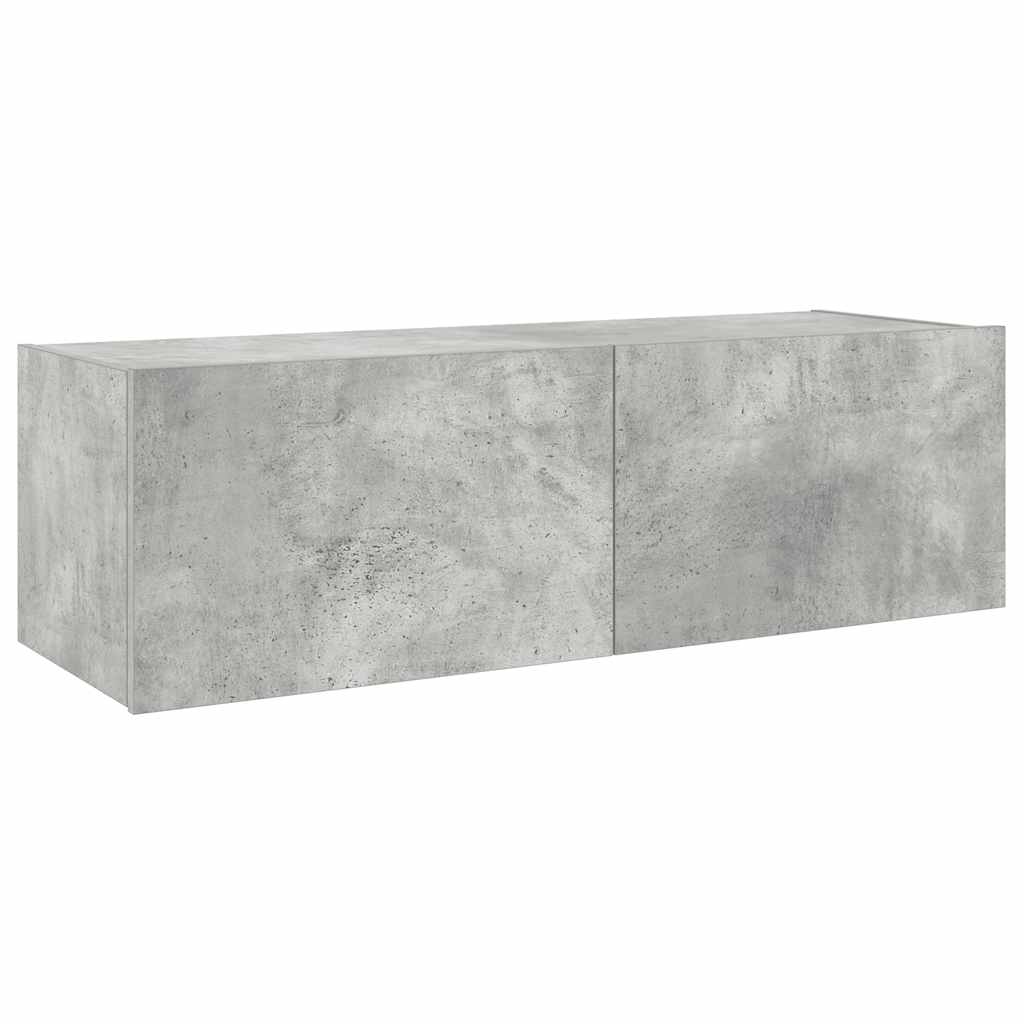 Sieninė TV spintelė su LED lemputėmis, betono, 100x35x31cm