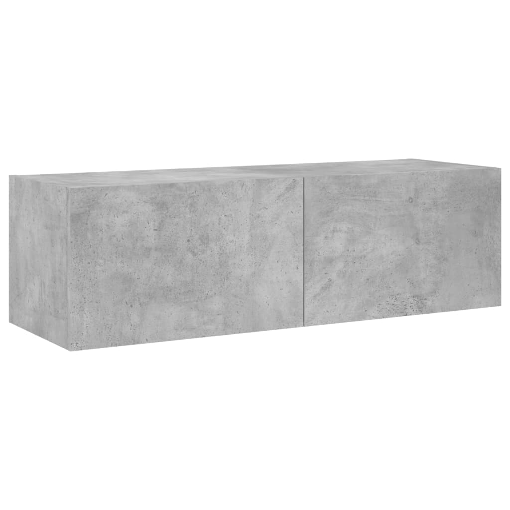 Wall-mounted TV cabinet with LED lights, concrete, 100x35x31cm