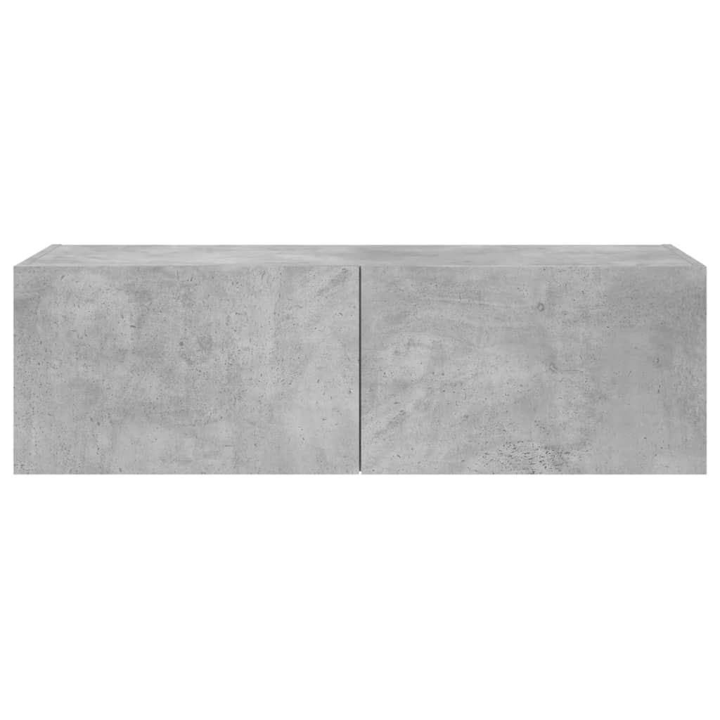 Wall-mounted TV cabinet with LED lights, concrete, 100x35x31cm