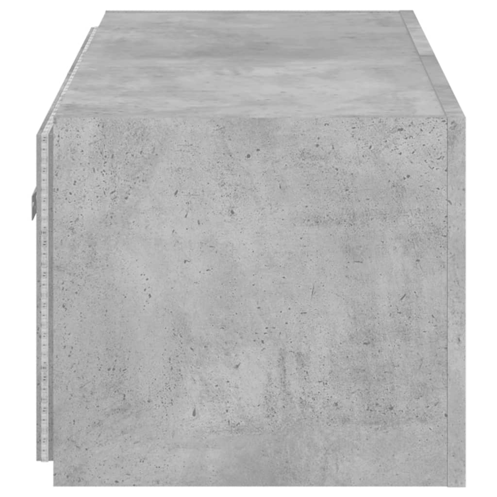 Wall-mounted TV cabinet with LED lights, concrete, 100x35x31cm