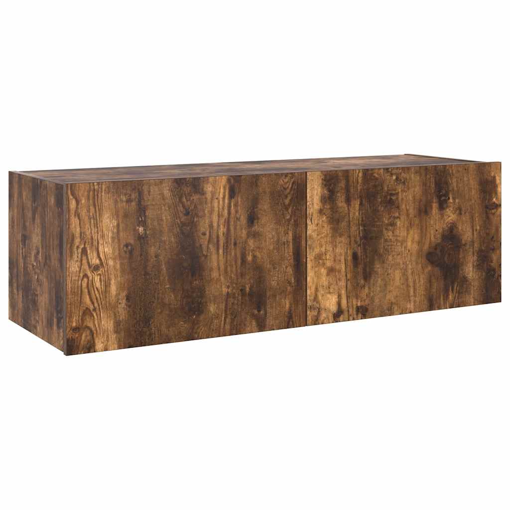 Pie sienas stiprināms TV skapītis ar LED apgaismojumu, dūmu pelēks, 100x35x31 cm