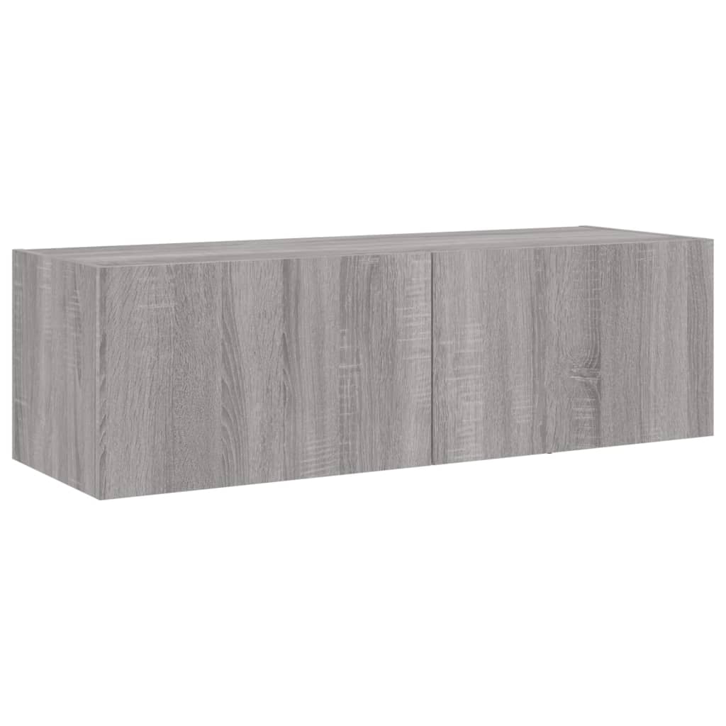 Sienas TV skapītis ar LED gaismām, pelēks, 100x35x31cm