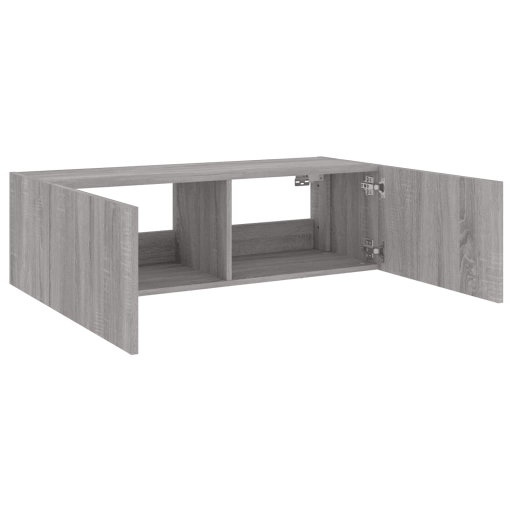 Sienas TV skapītis ar LED gaismām, pelēks, 100x35x31cm