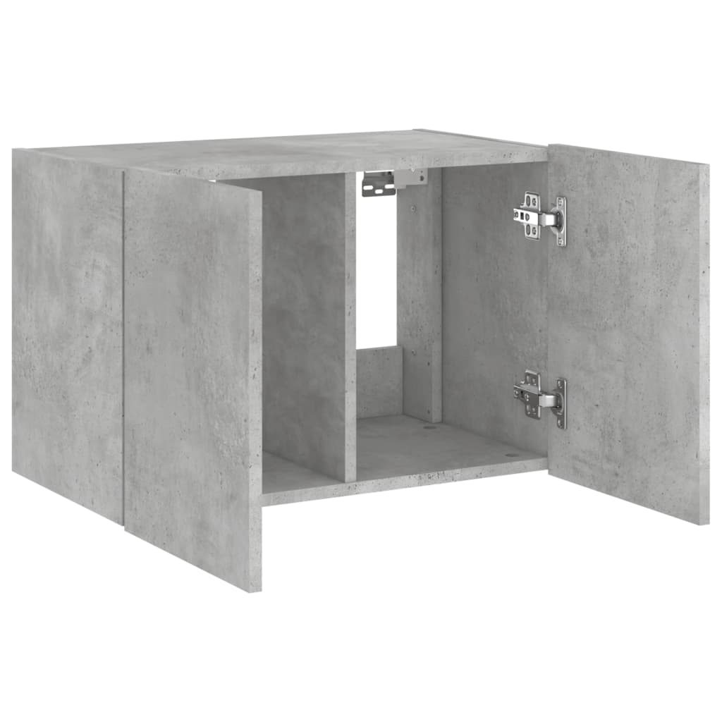 Wall-mounted TV Cabinet with LED Lights, Concrete Grey, 60x35x41cm