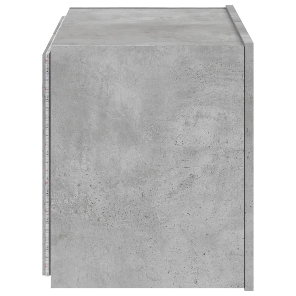 Wall-mounted TV Cabinet with LED Lights, Concrete Grey, 60x35x41cm