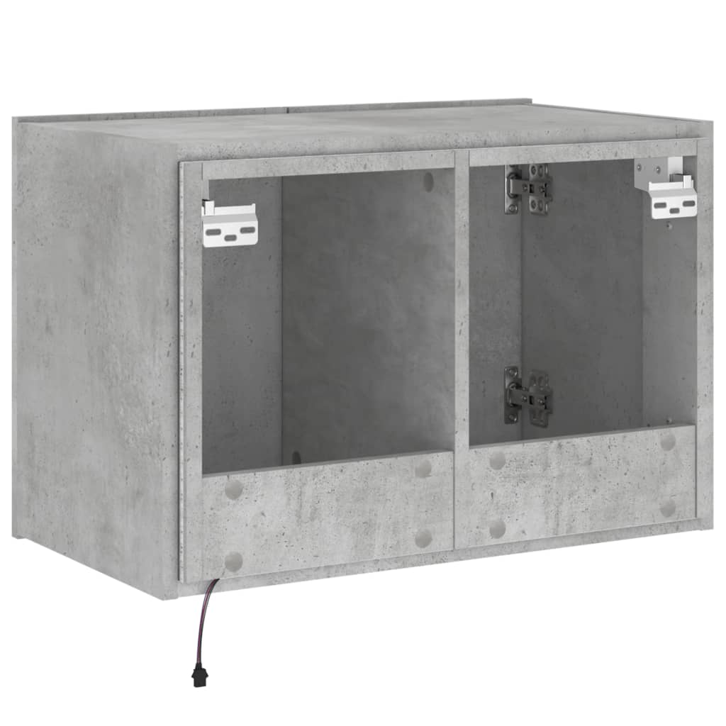 Wall-mounted TV Cabinet with LED Lights, Concrete Grey, 60x35x41cm