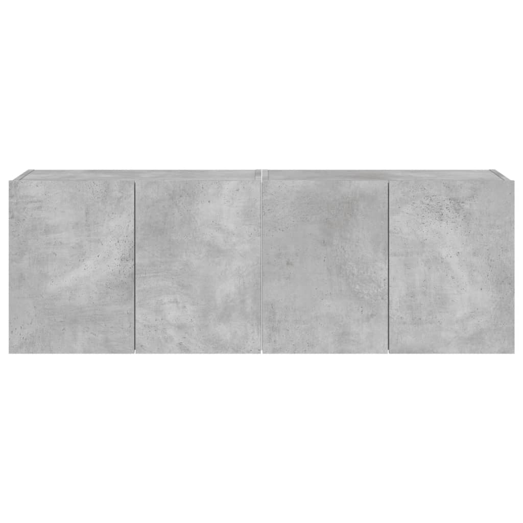Sieninės TV spintelės su LED, 2vnt., betono pilkos, 60x35x41cm