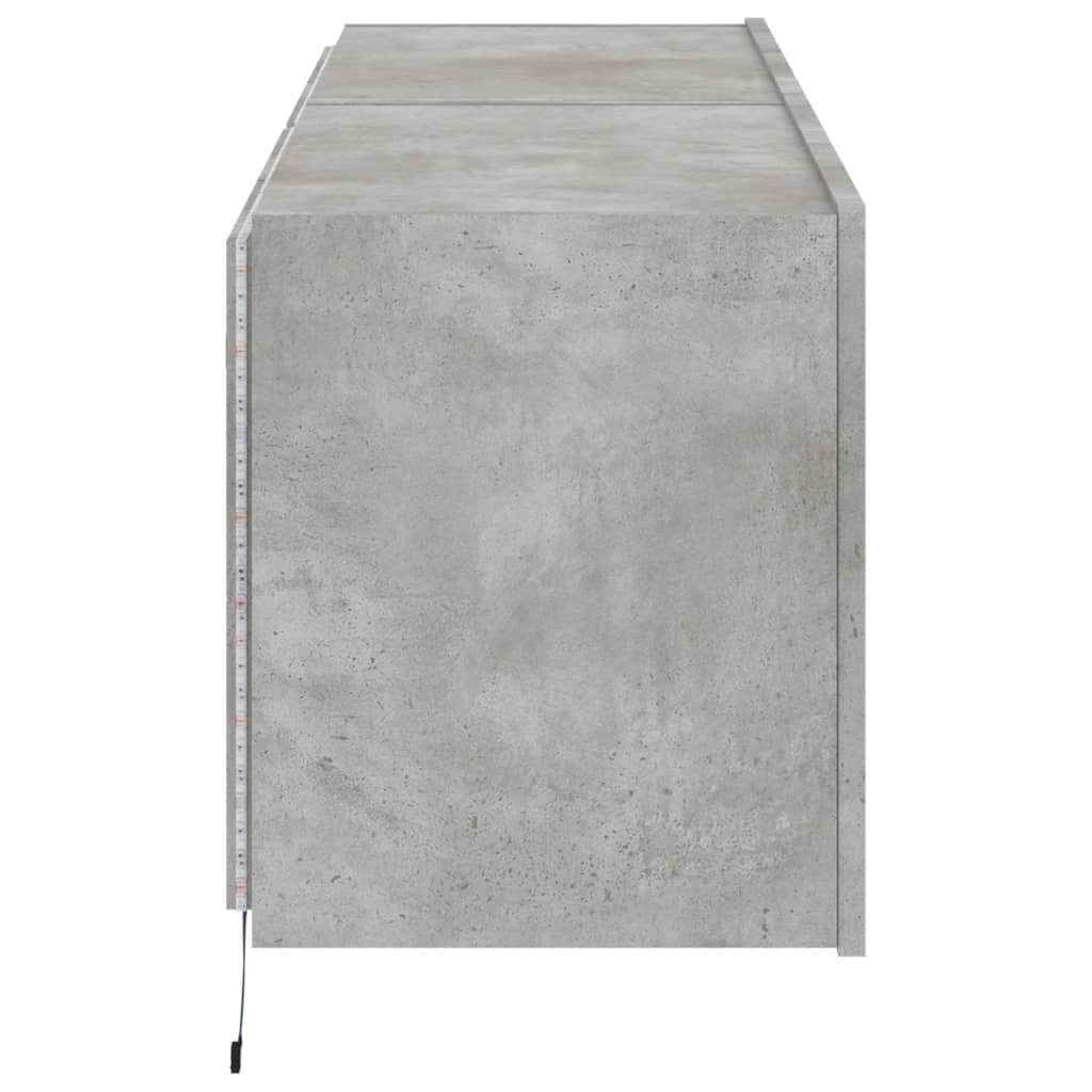 Sieninės TV spintelės su LED, 2vnt., betono pilkos, 60x35x41cm