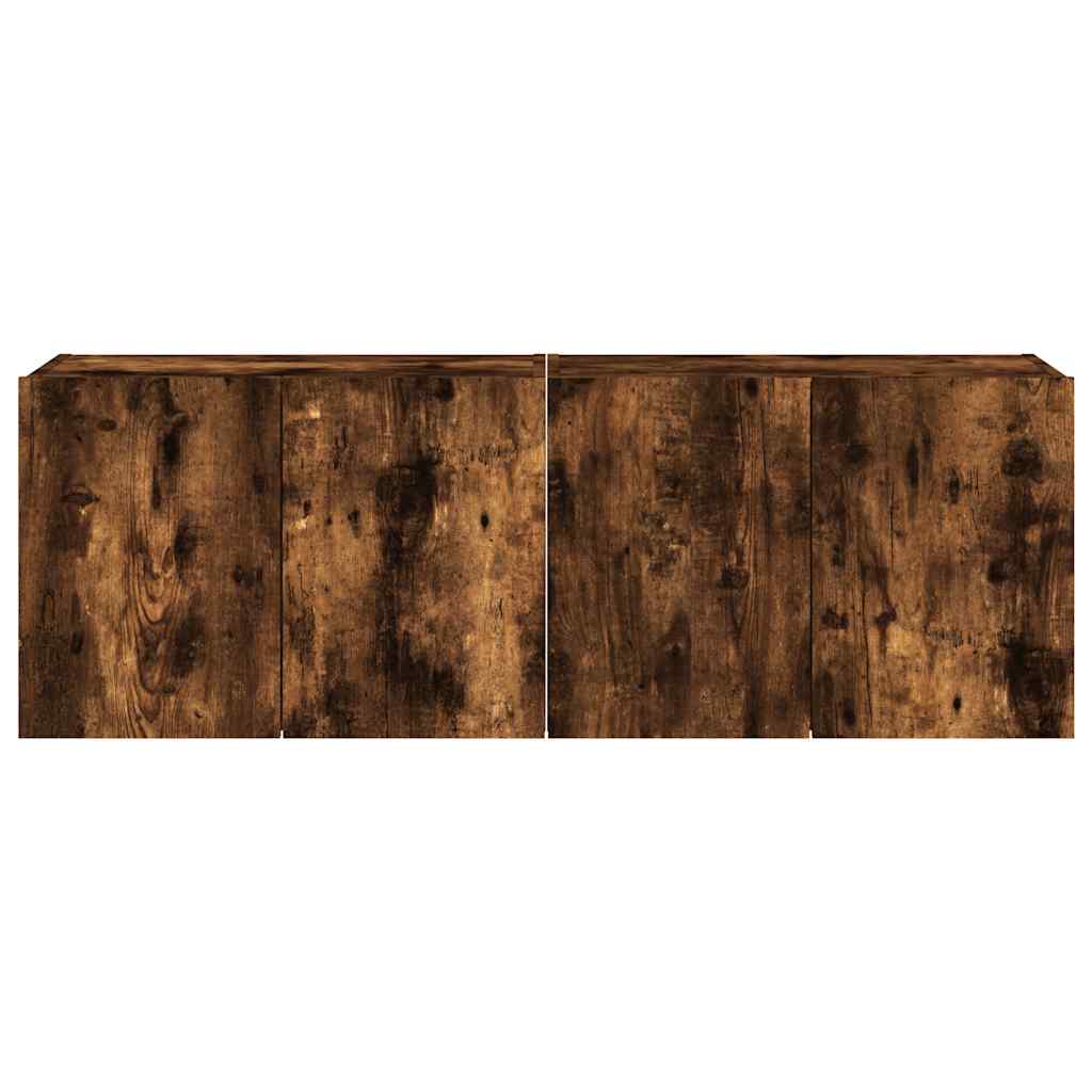 Wall-mounted TV cabinets with LED, 2 pcs, smoky oak, 60x35x41cm