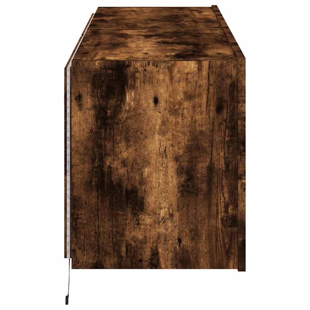 Wall-mounted TV cabinets with LED, 2 pcs, smoky oak, 60x35x41cm