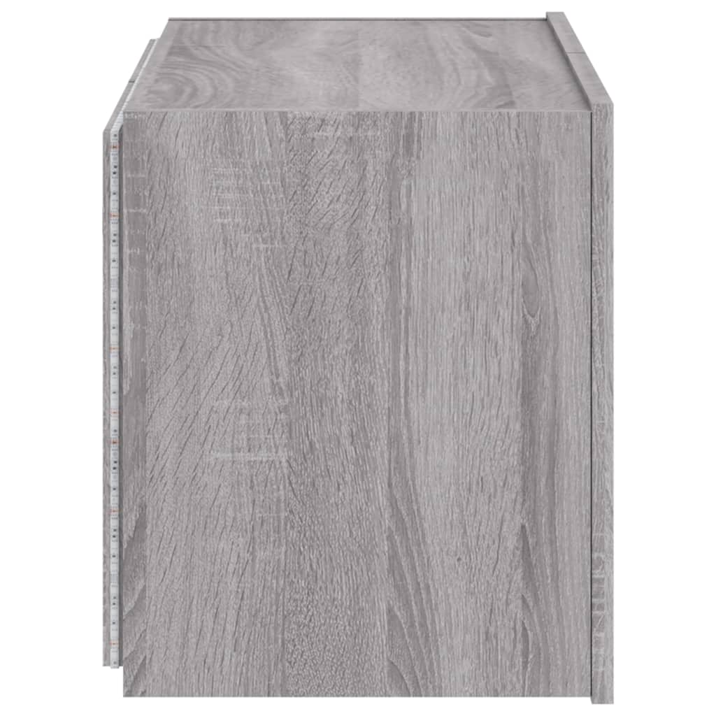 Pie sienas stiprināms TV skapītis ar LED gaismām, pelēks ozols, 60x35x41 cm