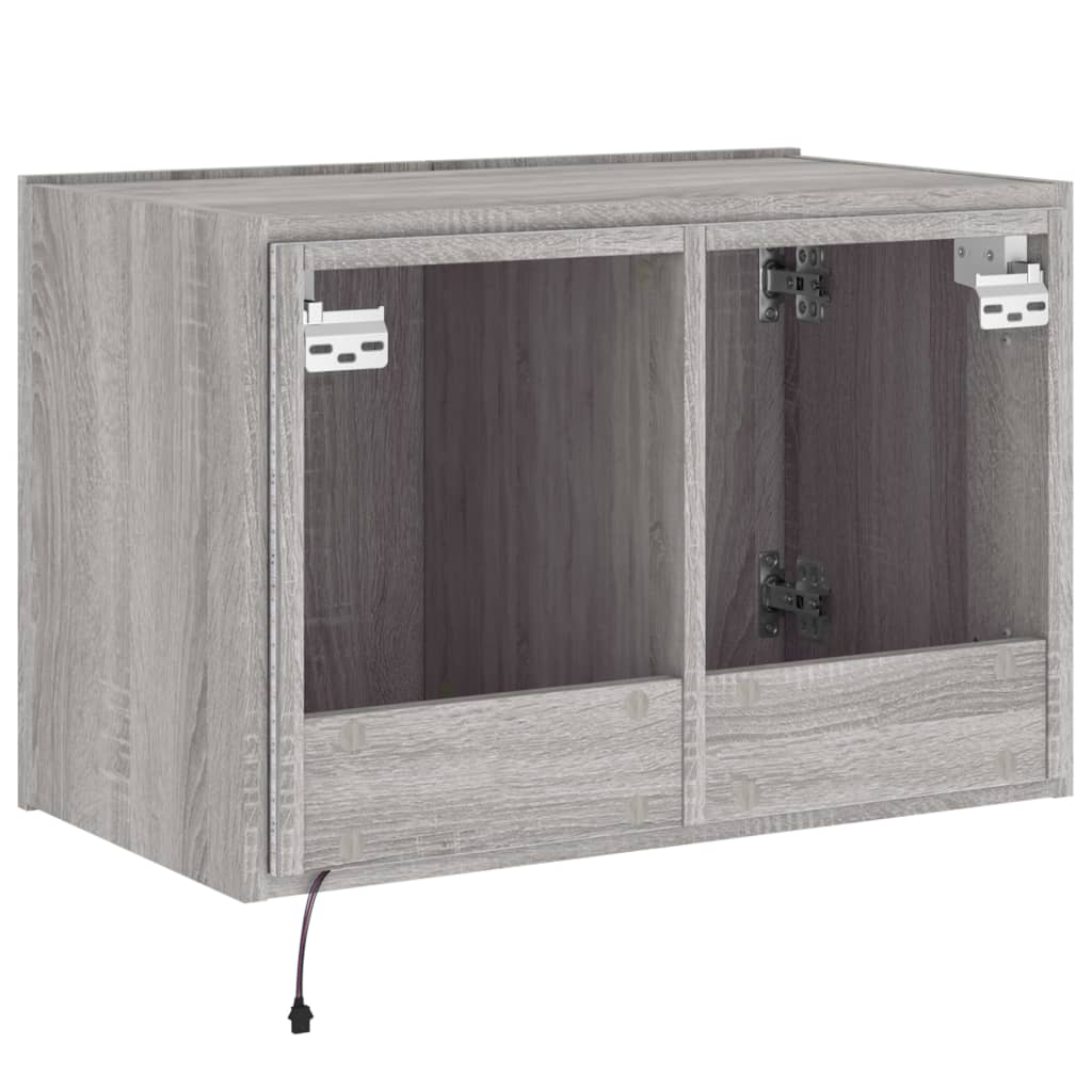 Pie sienas stiprināms TV skapītis ar LED gaismām, pelēks ozols, 60x35x41 cm