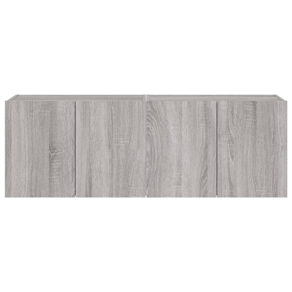 Sieninės TV spintelės su LED, 2vnt., pilkos ąžuolo, 60x35x41cm