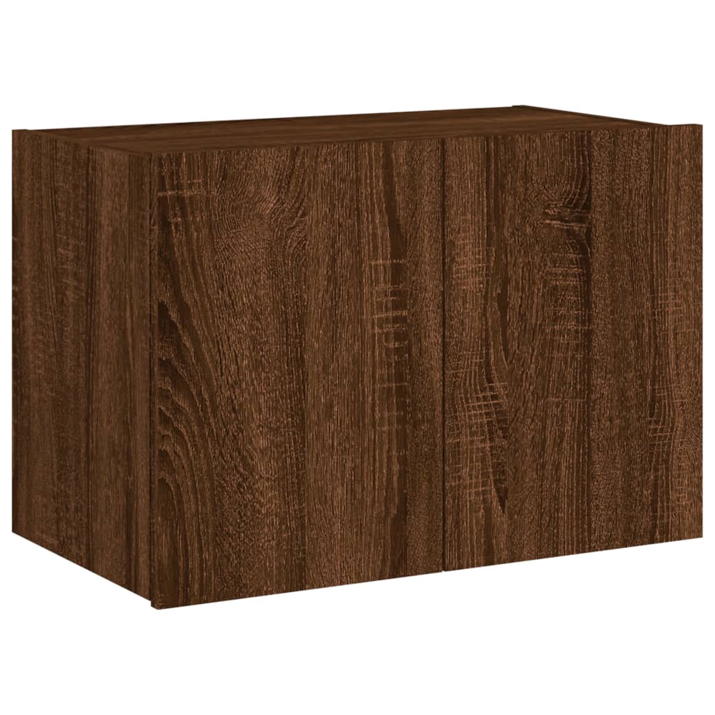 Sieninė TV spintelė su LED lemputėmis, ruda ąžuolo, 60x35x41cm