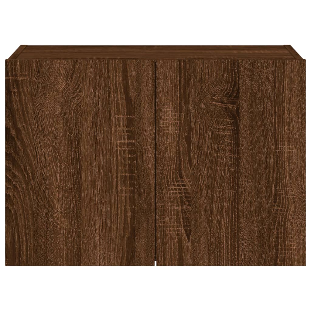 Sieninė TV spintelė su LED lemputėmis, ruda ąžuolo, 60x35x41cm