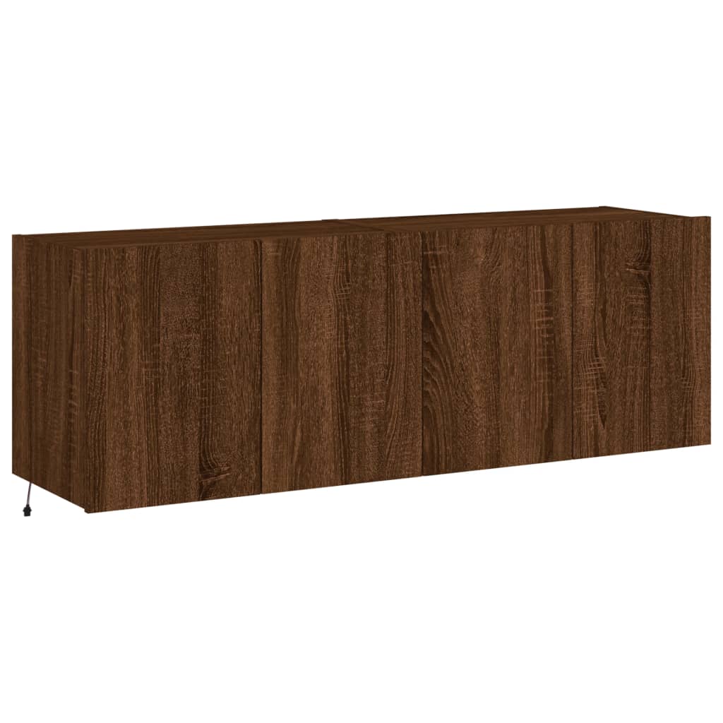 Wall-mounted TV cabinets with LED, 2 pcs., brown oak, 60x35x41cm