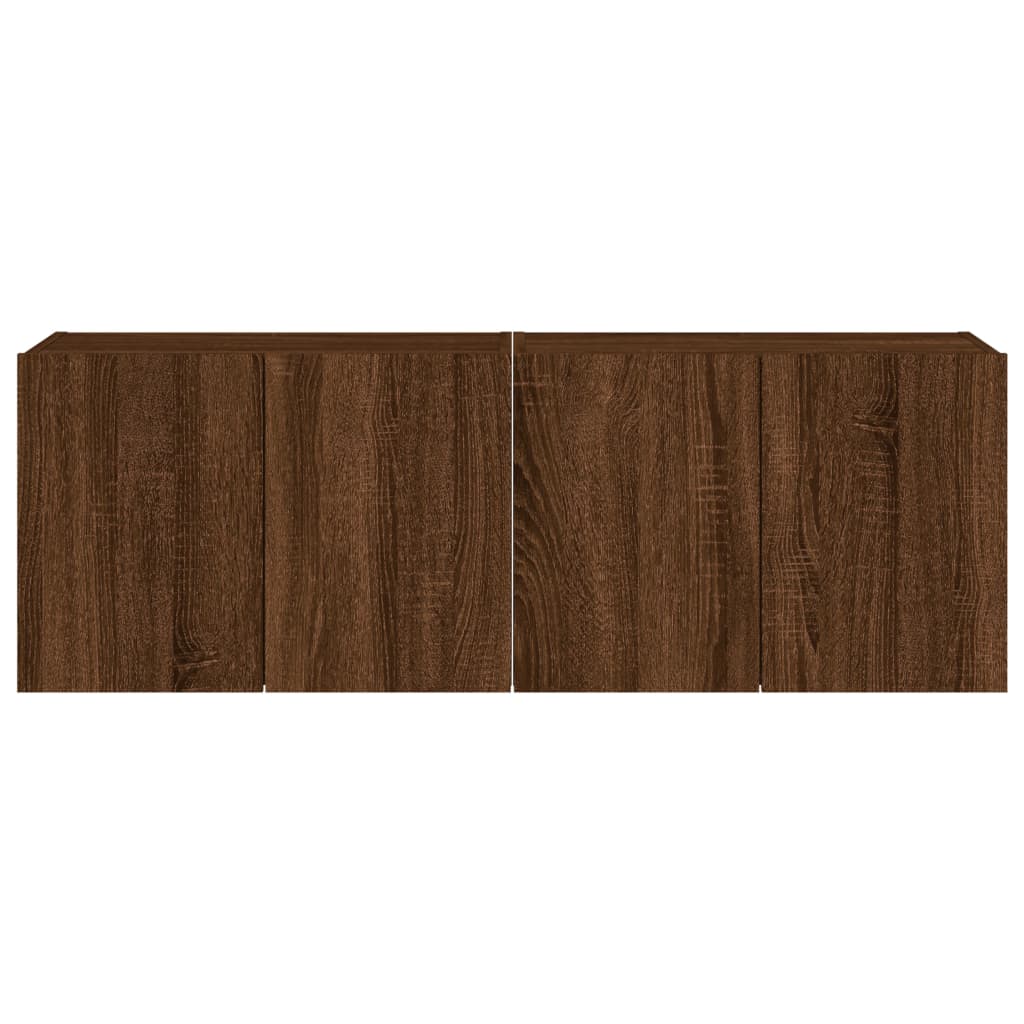 Wall-mounted TV cabinets with LED, 2 pcs., brown oak, 60x35x41cm